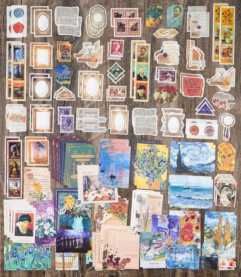 Knaid Vintage Scrapbook Supplies Pack (200 Pieces) for Junk Journal Bullet Journals Planners Aesthetic Paper Stickers Craft Kits Cottagecore Collage Album (Artistic) - Image 5